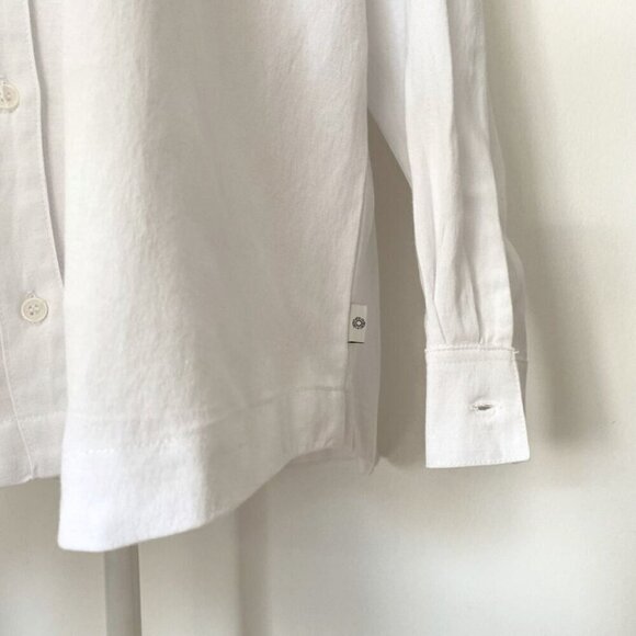 RHYTHM. CLASSICS WHITE LINEN BLEND LONG SLEEVE BUTTON DOWN SHIRT - S - Picture 8 of 9